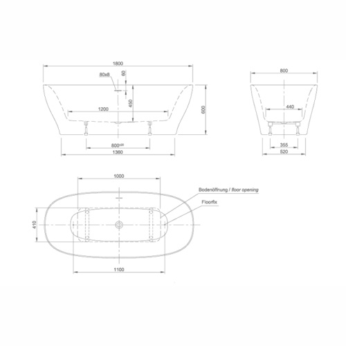 Ванна из искусственного камня Knief Dream 0100-251 180х80 пристенная прямоугольная - фото 2 Ванна из искусственного камня Knief Dream 0100-251 180х80 пристенная прямоугольная - фото 2
