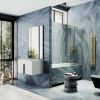 Душевая шторка на ванну Maybah Glass MGV-131-3у 35х140 стекло прозрачное профиль золото ориентация универсальная