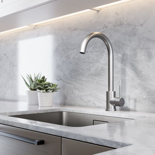 Смеситель для кухни Voda Kitchen K 55 на мойку нержавеющая сталь - фото 4