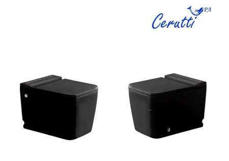 Унитаз приставной Cerutti SPA CT10197 черный с сиденьем микролифт безободковый импульсный смыв