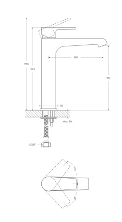 Смеситель Cezares NAUTIC NAUTIC-LC-SR на раковину золото