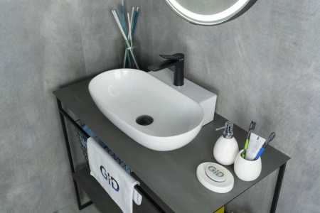 Раковина керамическая Gid Lago 51133 60х40 накладная цвет белый 1 отверстие под смеситель
