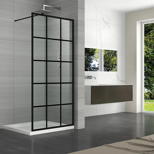 Душевой уголок Cerutti SPA MUZA T80 80х100 стекло прозрачное с рисунком профиль черный