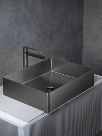 Раковина из нержавеющей стали AltroBagno Accordo AltroBagnoAccordo001010MtGr 50х40 накладная цвет оружейная сталь