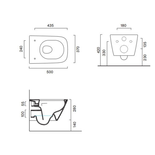 Чаша унитаза подвесная Catalano Green 411500001 цвет белый без сиденья безободковая смыв торнадо - фото 2