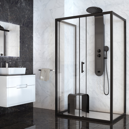 Душевой уголок Taliente TA-N-140-08-1CB 140х80 стекло прозрачное профиль черный матовый без поддона
