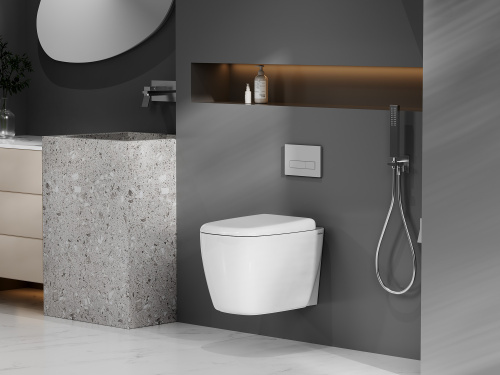 Унитаз подвесной Abber Rechteck AC1217 белый с сиденьем микролифт безободковый смыв торнадо - фото 2