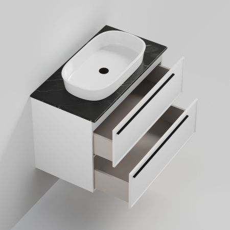 Тумба со столешницей La Fenice ELBA TWIN NFNC-01-ELB-B-90-2-3-GB 90х50 подвесная цвет белый