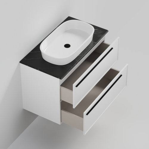 Тумба со столешницей La Fenice ELBA TWIN NFNC-01-ELB-B-90-2-3-GB 90х62х49 подвесная цвет белый - фото 2