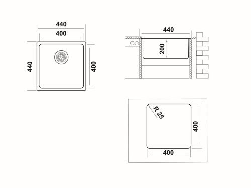 Кухонная мойка Ukinox Лофт LOB400.400 -GT10P 40х40 цвет нержавеющая сталь поверхность брашированная - фото 3