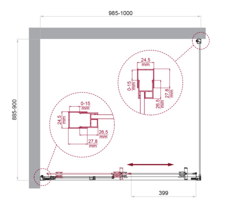 Душевой уголок BelBagno LUCE LUCE-AH-1-100/90-C-Cr 100х90 стекло прозрачное профиль хром глянцевый без поддона