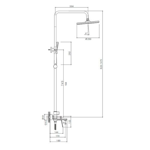 Душевая стойка Splenka S04.24 настенная цвет хром - фото 3