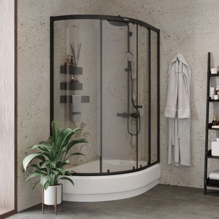Душевой уголок Parly ZEM1201ВR 120х80 стекло прозрачное профиль черный с поддоном