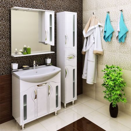 Шкаф-пенал RUNO ТОЛЕДО 00000001037 30х28х191 напольный цвет белый