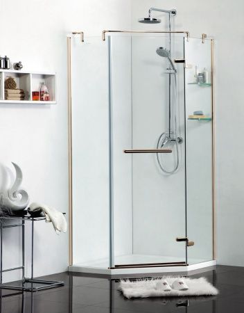 Душевой уголок Azario Montreal AZ-NWG3231 1000 R GOLD 100х100 стекло прозрачное профиль золото без поддона