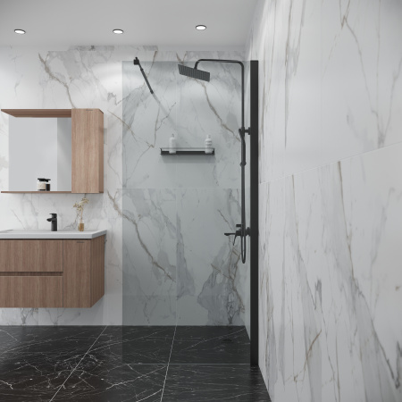 Душевая перегородка Niagara Eco NG-551-80BLACK 80х190 стекло прозрачное профиль черный матовый