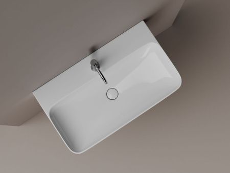 Раковина из сантехнического фарфора Ceramica Nova AURA CN2006 80х50 подвесная цвет белый 1 отверстие под смеситель
