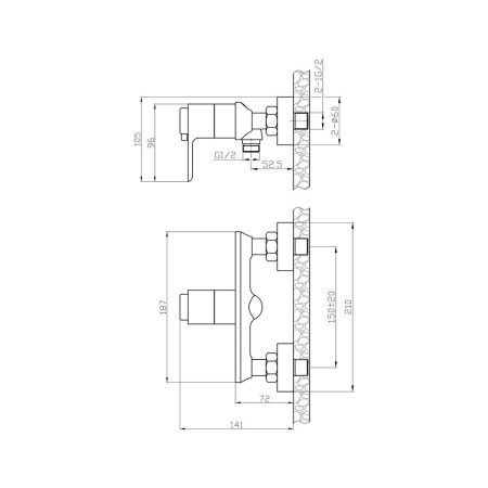 Смеситель для душа Rossinka Rs50 RS50-41 настенный хром с термостатом