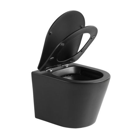 Унитаз подвесной Vincea Piatti VT1-11SMB черный с сиденьем микролифт безободковый душевой смыв