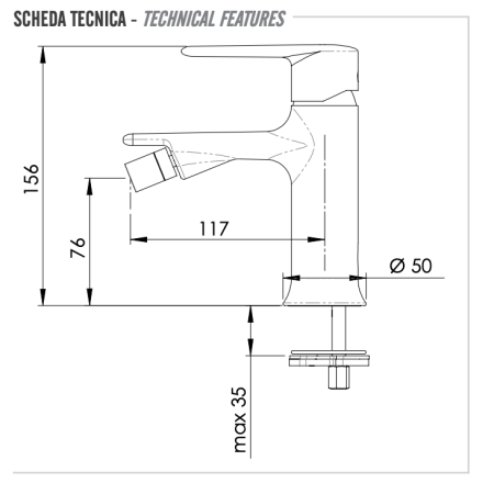 Смеситель Remer Vanity V22 на биде хром без термостата Смеситель Remer Vanity V22 на биде хром без термостата