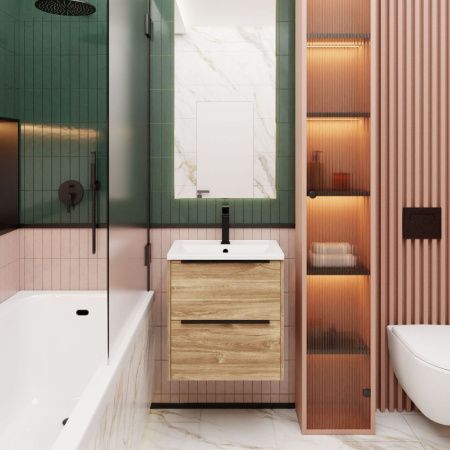 Тумба с раковиной La Fenice TESORO NFNC-01-TES-DKK-60-2-3-60 60х50 подвесная цвет коричневый