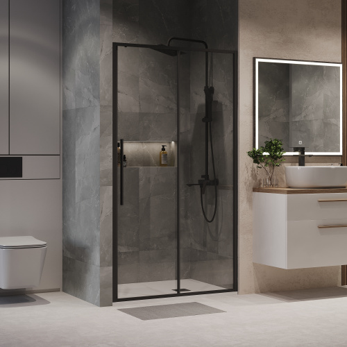 Душевая дверь Niagara Nova NG-84-13AB 130х195 стекло прозрачное профиль черный матовый - фото 3