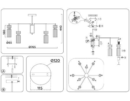 Люстра на штанге Ambrella Light Heigh Light (Хеигх Лигхт) LH56117