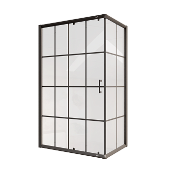 Душевой уголок Cerutti SPA MUZA120 N 80х120 стекло прозрачное с рисунком профиль черный без поддона