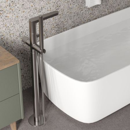 Смеситель для ванны и душа Wasserkraft Tauber 6400 6421 напольный никель