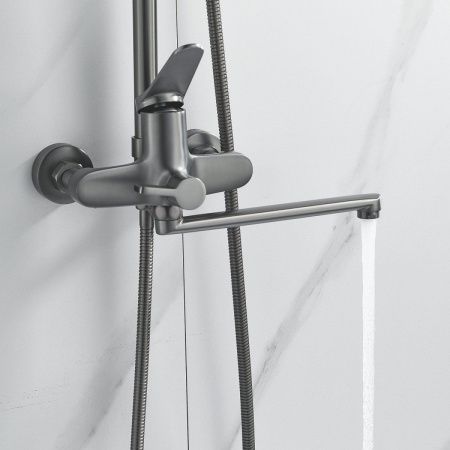 Душевая стойка Shevanik S6236T настенная цвет оружейная сталь