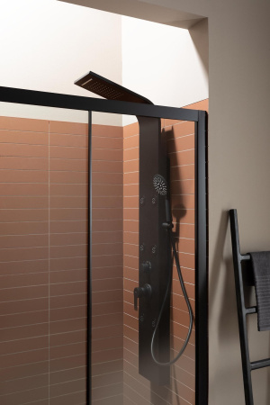 Душевая дверь Aquanet Pleasure AE60-N-150H200U-BT 150х200 стекло прозрачное профиль черный