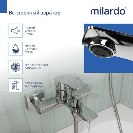 Смеситель для ванны Milardo Poli POLSB00M02 настенный хром