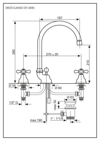 Смеситель Emmevi Deco Classic 12043/BR на раковину бронза