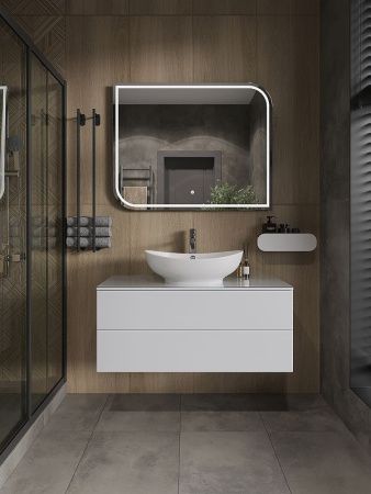 Тумба под раковину Orange Otto Ot-100TuGLASS 100х50 подвесная цвет белый