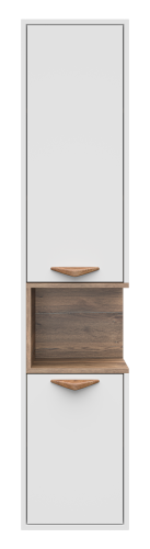 Шкаф-пенал Brevita Bergen BER-05035-01-19-ПоЛ 35х33х165 подвесной цвет белый/коричневый - фото 2