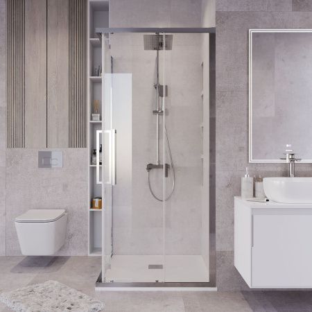 Душевой уголок Grossman Cosmo 300.K33.02.8080.10.00 80х80 стекло прозрачное профиль хром без поддона