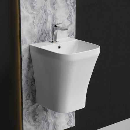 Раковина из сантехнического фарфора Ceramica Nova DION CN6067 40х40 подвесная цвет белый 1 отверстие под смеситель