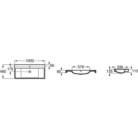 Раковина из искусственного камня Roca Ona Z.RU93.0.833.5 100 см подвесная цвет белый 1 отверстие под смеситель