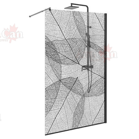 Душевая перегородка AvaCan MB120 120х200 стекло с рисунком профиль черный