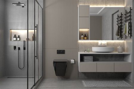 Комплект унитаз с инсталляцией с клавишей смыва ABBER Rechteck AC1201MB-AC0105-AC0121MB