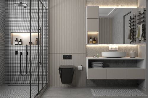 Комплект унитаз с инсталляцией с клавишей смыва ABBER Rechteck AC1201MB-AC0105-AC0121MMG - фото 2
