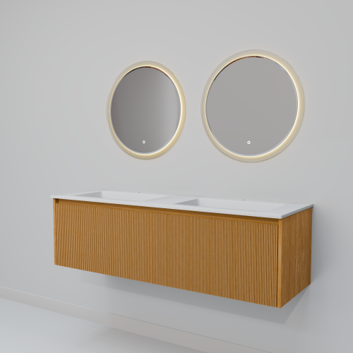 Тумба с раковиной+зеркало ArtDecco Elizabeth (Элизабет) AEL14W11D1M0 140x45x40 подвесная цвет белый дуб - фото 5