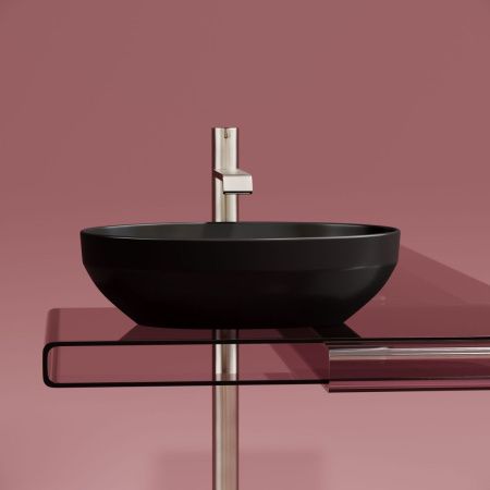 Раковина из сантехнического фарфора Ceramica Nova ELEMENT CN6056MB 50х40 накладная цвет черный без отверстий под смеситель