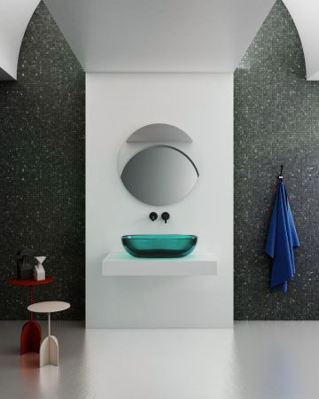 Раковина из полиэфирной смолы Abber KRISTALL AT2805Aquamarin 60х40 накладная цвет зеленый без отверстий под смеситель