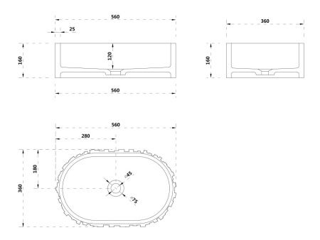 Раковина из искусственного камня Abber STEIN AS2655 60х40 накладная цвет белый без отверстий под смеситель