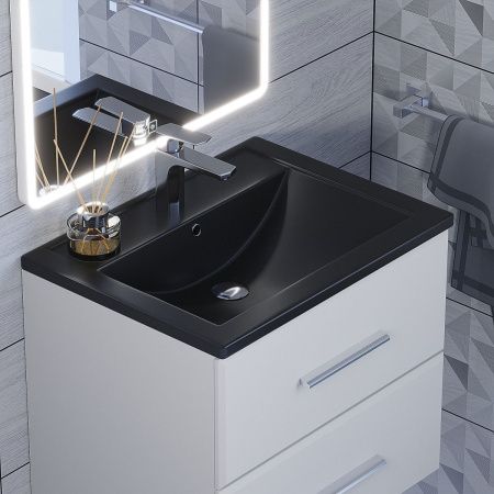 Раковина из искусственного камня Uperwood Foster Quartz 291030053 60х40 полувстраиваемая цвет черный