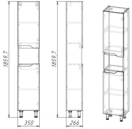 Шкаф-пенал Stella Polar Абигель SP-00001036 40х190 напольный цвет серый