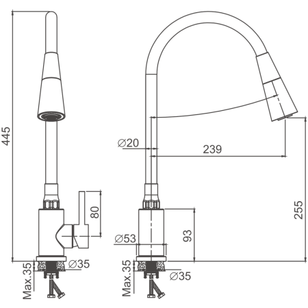 Смеситель для кухни BELZ B74810-5 на мойку золото