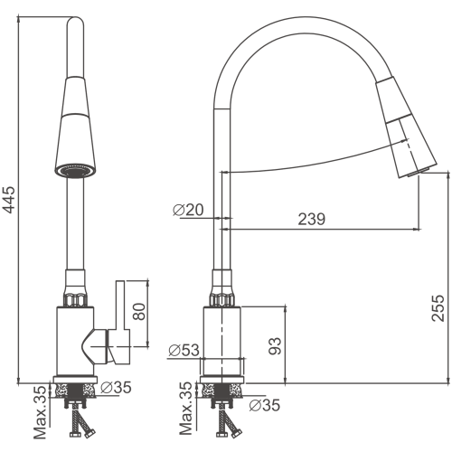Смеситель для кухни BELZ B74810-3 на мойку оружейная сталь - фото 2
