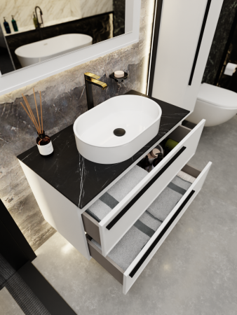 Тумба со столешницей La Fenice ELBA TWIN NFNC-01-ELB-B-100-2-3-GB 100х50 подвесная цвет белый